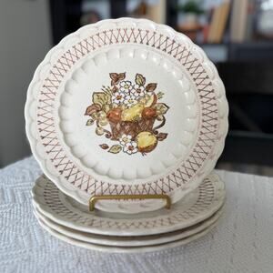 Vintage Metlox Vernon Ware Fruit Basket Salad Plates – Set of 4
